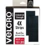 VELCRO Brand Heavy Duty Fasteners | 4x2 Inch Strips 4 Sets | Holds 10 lbs | Stick-On Adhesive Backed | Black Industrial Strength | For Indoor or Outdoor Use