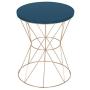 Kate and Laurel Mendel Round Metal End Table, Blue Top with Rose Gold Base