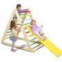 Costzon Foldable Wooden Climbing Triangle Ladder for Sliding & Climbing, 2 in 1 Triangle Climber with Safety Climbing Ladder for Toddlers, Suitable for Children Boys Girls (Colorful)