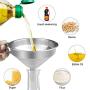 Stainless Steel Funnels for Kitchen, Food Grade Metal Funnels with 300 Mesh Food Filter, Detachable Strainer and Cleaning Brush for Transferring of Liquid, Fluid, Oil, Juice, Powder