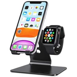 Apple Watch Stand, OMOTON 2 in 1 Universal Desktop Stand Holder for iPhone and Apple Watch Series 6/5/4/3/2/1 and Apple Watch SE (Both 38mm/40mm/42mm/44mm) (Black)