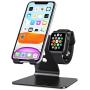 Apple Watch Stand, OMOTON 2 in 1 Universal Desktop Stand Holder for iPhone and Apple Watch Series 6/5/4/3/2/1 and Apple Watch SE (Both 38mm/40mm/42mm/44mm) (Black)