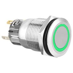 ESUPPORT Stainless Steel 12V 5A Car Auto Boat Green Angel Eye LED Light Lamp Metal Push Button Rocker Toggle Switch On Off