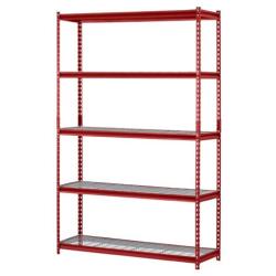 Muscle Rack UR184872-R 5-Shelf Steel Shelving Unit, 48'' Width x 72'' Height x 18'' Length, Red