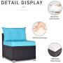 Amolife 7 Pieces Patio PE Rattan Sofa Chair Set Outdoor Sectional Furniture Black Wicker Conversation Set with Cushions and Tea Table
