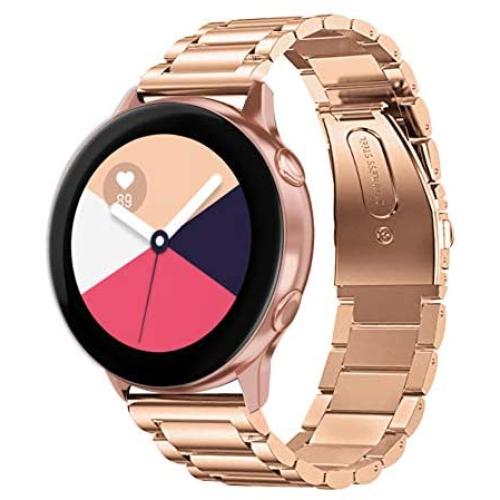 Kartice Bands Compatible with Samsung Galaxy Watch 3 41mm Bands Active 2 44mm 40mm Bands 20mm Solid Stainless Steel Metal Band for Galaxy Active 2 Bands Men Women (Rose Gold)