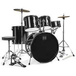 Best Choice Products 5-Piece Full Size Complete Adult Drum Set w/ Cymbal Stands, Stool, Drum Pedal, Sticks, Floor Tom (Black)