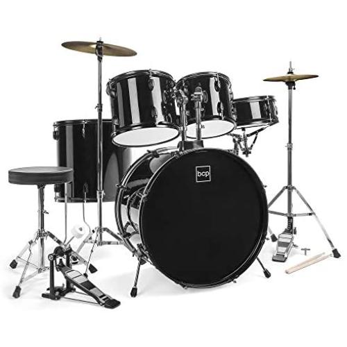 Best Choice Products 5-Piece Full Size Complete Adult Drum Set w/ Cymbal Stands, Stool, Drum Pedal, Sticks, Floor Tom (Black)