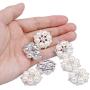 FEIYI 24 Pieces 26 mm Flatback Pearl Rhinestone DIY Embellishments for Wedding Decoration, Flower Center, Gift Card Decor (Silver)