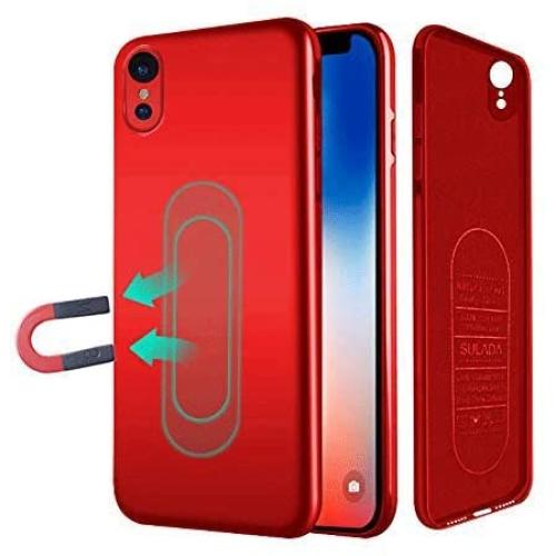 Case for iPhone XR,Ultra Thin Magnetic Phone Case for Magnet Car Phone Holder with Invisible Built-in Metal Plate,Soft TPU Shockproof Anti-Scratch Protective Cover for iPhone XR(2018) 6.1[Red]