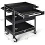 Goplus Service Tool Cart Tool Organizers, 330 LBS Capacity 3-Tray Rolling Utility Cart Trolley with Drawer, Industrial Commercial Service Cart, Mobile Storage Cabinet Organizer Dollies, Black Goplus Service Tool Cart Tool Organizers, 330 LBS Capacity 3-Tray Rolling Utility Cart Trolley with Drawer, Industrial Commercial Service Cart, Mobile Storage Cabinet Organizer Dollies, Black