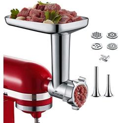 Gvode Metal Food Grinder Attachment for KitchenAid Stand Mixers Including Sausage Stuffer Accessory