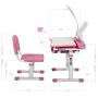 Diroan Kids Functional Desk and Chair Set, Height Adjustable Children School Study Desk with Tilt Desktop, Book Stand, LED Light, Metal Hook and Storage Drawer for Boys Girls (Pink)
