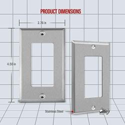 ENERLITES Decorator Switch or Receptacle Outlet Metal Wall Plate, Corrosion Resistant, Size 1-Gang 4.50'' x 2.76'', UL Listed, 7731, 430 Stainless Steel, Silver