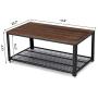 VASAGLE Coffee Table with Steel Frame and Mesh Storage Shelf, 41. 8 x 23. 7 x 17. 7 inches, Rustic Dark Brown