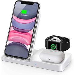 QI-EU Wireless Charger, Qi-Certified Fast Wireless Charging Station for AirPods/Apple Watch Series/iPhone 12/11/11 pro/11 Pro Max/XS/XS Max/XR/8/8 Plus/SE,Adjust Wireless Charging Stand for Samsung