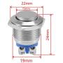 ESUPPORT Car Raised Top High 19mm Momentary Stainless Metal Push Button Switch 3A/250V 2Pin Pack of 5