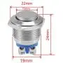 ESUPPORT Car Raised Top High 19mm Momentary Stainless Metal Push Button Switch 3A/250V 2Pin Pack of 5