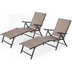 Finefind Adjustable Chaise Lounge Chair Recliner Outdoor Folding Lounge Chair Chaise Lounge Chair Recliner Patio Pool Sun Loungers Chair New, 2 Packs