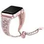 Secbolt Bling Metal Bands Compatible with Apple Watch Band 38mm 40mm iwatch SE Series 6/5/4/3/2/1, Dressy Jewelry Diamond Cuff Bracelet Bangle Wristband Women, Rose Gold