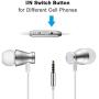 Acode In-Ear Earbuds Earphones Headphones, 3.5mm Metal Housing Magnetic Best Wired Bass Stereo Headset Built-in Mic/Hands-free/Volume Control+Carrying Case+3 Pairs EarBuds (S/M/L) (Silver)