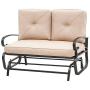 Oakmont Outdoor Loveseat Patio Swing Rocking Glider 2 Seats Metal Furniture Set(Brown)
