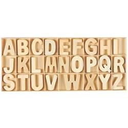 Wooden Alphabet Letters with Storage Tray, Wood ACBs for Learning, Decor (104 Pieces)