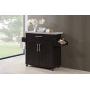 Hodedah Kitchen Island with Spice Rack, Towel Rack & Drawer, Chocolate with Grey Top