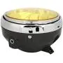 Motorcycle Headlight, Metal + Glass Motorcycle Retro Headlamp Front Headlight Fit for Honda CB400/Hornet 250/VTEC (Yellow Lens)