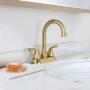 PARLOS Two-Handle Bathroom Sink Faucet with Metal Drain Assembly and Supply Hose Lead-Free cUPC Mixer Double Handle Tap Laundry Utility Faucet Brushed Gold, 1359108