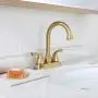 PARLOS Two-Handle Bathroom Sink Faucet with Metal Drain Assembly and Supply Hose Lead-Free cUPC Mixer Double Handle Tap Laundry Utility Faucet Brushed Gold, 1359108