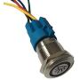 Etopar 12V 5A 19mm Car Auto Blue LED Light Lamp Interior Push Button Stainless Steel Metal Toggle Switch Socket Plug