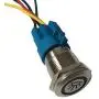 Etopar 12V 5A 19mm Car Auto Blue LED Light Lamp Interior Push Button Stainless Steel Metal Toggle Switch Socket Plug