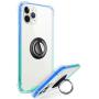 ANSIWEE Designed for iPhone 12 Pro 6.1 Inch Case, Metal Ring Stand Work with Magnetic Car Phone Mount Case Drop Protection Colorful Bumper and Clear Hard Back Teal Cases for iPhone 12 5G (Blue Green)