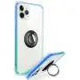 ANSIWEE Designed for iPhone 12 Pro 6.1 Inch Case, Metal Ring Stand Work with Magnetic Car Phone Mount Case Drop Protection Colorful Bumper and Clear Hard Back Teal Cases for iPhone 12 5G (Blue Green)