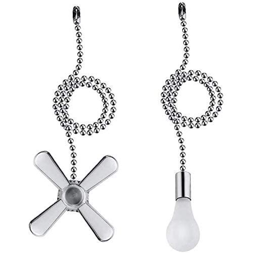 Ceiling Fan Pull Chain, 2pcs 3mm Diameter Beaded Ball Fan Pull Chain , 13.6 Inches Fan Pulls Set with Connector（Nickel ）