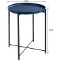 HollyHOME Tray Metal End Table, Sofa Table Small Round Side Tables, Anti-Rust and Waterproof Outdoor & Indoor Snack Table, Accent Coffee Table,（H） 20.28'' x（D） 16.38'', Navy Blue