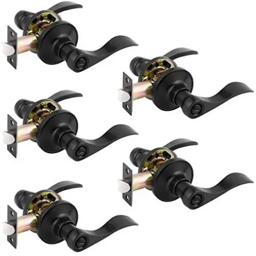 5 Pack - Gobrico Interior Privacy Handles Door Locksets Bed and Bath Leversets Black Finished 5 Pack - Gobrico Interior Privacy Handles Door Locksets Bed and Bath Leversets Black Finished