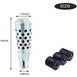 Bashineng Short Metal Aluminum Alloy Gear Stick Shift with Holes, Transmission Shifter Knobs Head for Most Manual Automatic Cars (Black)