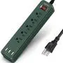 SUPERDANNY USB Surge Protector Power Strip Mountable 5ft Extension Cord Multiple Protection 5 Outlet 3 USB Port with Hook & Loop Fastener for iPhone iPad PC Home Office Travel Dark Green SUPERDANNY USB Surge Protector Power Strip Mountable 5ft Extension Cord Multiple Protection 5 Outlet 3 USB Port with Hook & Loop Fastener for iPhone iPad PC Home Office Travel Dark Green