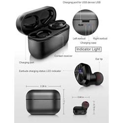 True Wireless Earbuds Deep Bass HD Call Quality, Bluetooth 5.0 IPX7 Waterproof TWS Bluetooth Earbuds, 20H Playtime Built-in Mic In-Ear Earphones Fit iPhone/Android Metal Frosted Charging Case