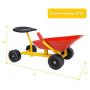 Costzon 8'' Kids Ride-on Sand Dumper, Children Outdoor Sandbox Toy Wheelbarrow Sit On, Heavy Duty Steel Digging Scooper Excavator Crane with 4 Wheels, Metal Garden Play Tools for Boys & Girls (Red)