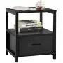 VECELO Modern Nightstand with Drawer Square End, Side Table for Bedroom, Living Room, Small Space, Night Stand with Open Shelf, Stable Metal Frame, Black VECELO Modern Nightstand with Drawer Square End, Side Table for Bedroom, Living Room, Small Space, Night Stand with Open Shelf, Stable Metal Frame, Black