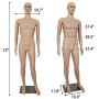 Male Mannequin Full Body Adjustable Mannequin Torso Dress Form with Metal Base 73inches