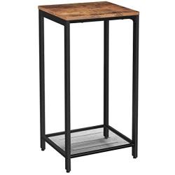 VASAGLE INDESTIC Side Table, End Table, Telephone Table with Mesh Shelf, High and Narrow, Hallway, Living Room, Metal, Easy Assembly, Space Saving, Industrial, Rustic Brown and Black ULET76BX