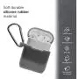 GMYLE AirPod Case, Silicone Protective Cover Skins with Keychain for Airpods Earbuds Wireless Charging Case, Accessories Set Compatible with Apple AirPods 2 & 1, Ash Grey [Front LED Visible]