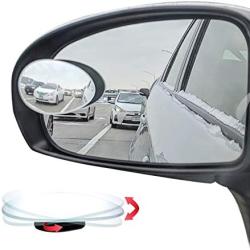 Ampper Oval Blind Spot Mirror, HD Glass Frameless Stick on Adjustabe Convex Wide Angle Rear View Mirror for Car Blind Spot, Pack of 2