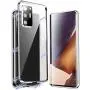 Magnetic Case for Samsung Galaxy Note 20 with Camera Cover, Double-Sided HD Tempered Glass Cover, 360° Full Body Protection Metal Frame Magnetic Phone Case for Note 20 Silver(6.7'')