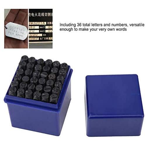Number and Letter Stamp Set, 36 Piece 1/4 inch Letter Punch Kit Steel Metal Easy to Use Stamp Punch Tool with A Durable Storage Box for Imprinting Metal Wood Plastic and Leather