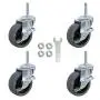 AAGUT Caster Wheels, 3 Inch Rubber Heavy Duty 3/8''-16 x1-1/2'' Threaded Stem Industrial Castors, Locking Brakes Metal Swivel Wheel, Replacement for Carts Furniture Dolly Workbench Trolley,Set of 4
